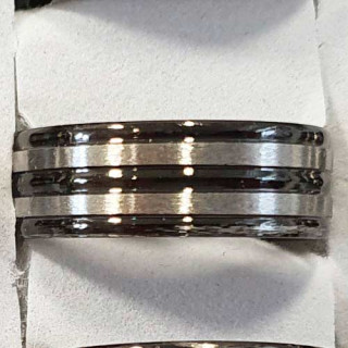 Edelstahlring mit Stein, Silber-Schwarz