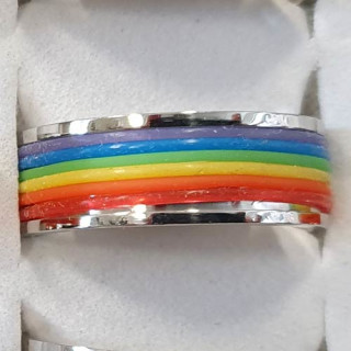 Edelstahlring, Silber-Regenbogen