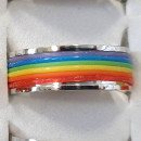 Stainless steel ring , silver-rainbow