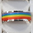 Edelstahlring, Silber-Regenbogen