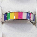 Stainless steel ring , silver-rainbow