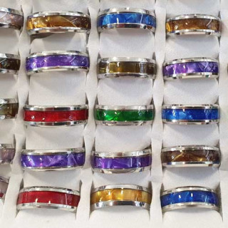 Stainless steel ring colorful, silver- mixed colors