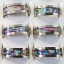Stainless steel ring, abalone