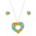 Set:Halskette + Ohrringe Edelstahl emailiert, Silber-bunt