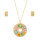 Set:Halskette + Ohrringe Edelstahl emailiert, Gold-bunt