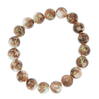Glass bracelet, 10mm, Brown-white