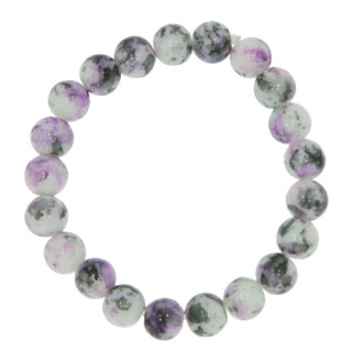 Glass bracelet, 10mm, Purple-grey-white