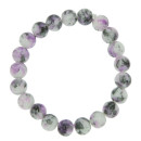 Glass bracelet, 10mm, Purple-grey-white