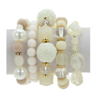 Fashionable bracelet set, creme-sand