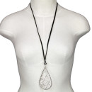 Long necklace, 74cm, black + silver