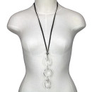 Long necklace, 74cm, black + silver
