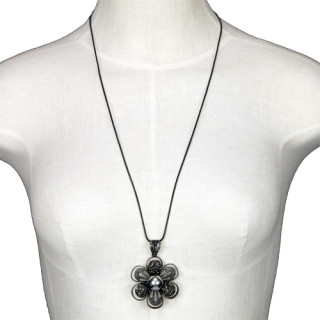 Lange Modekette Blume, 72cm, Anthrazit