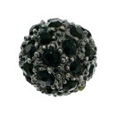 10 beads with stones, silver-antracite