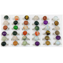 Assortment natural stone rings, adjustable