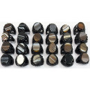 Assortment agate stone rings, 18x13mm