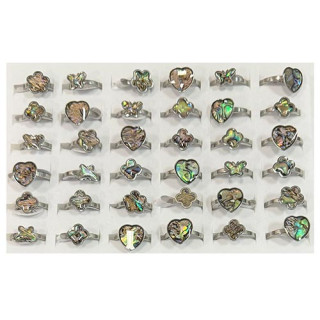 Edelstahlring mit Abalone, Mix, Silber