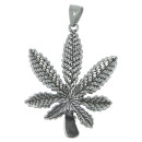 Edelstahlanhänger Cannabis, Schwarz-Silber