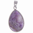 Natural stone pendant, facetted, 31x20mm, amethyst