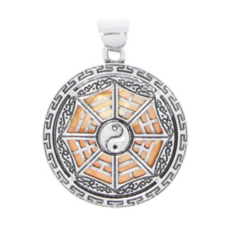 Anhänger Medaillon, Perlmutt, Orange