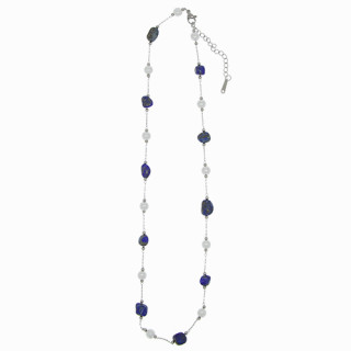 Stainless steel necklace with natural stones, Lapislazuli