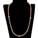 Fine natural stone necklace watermelon quartz-Freshwater...