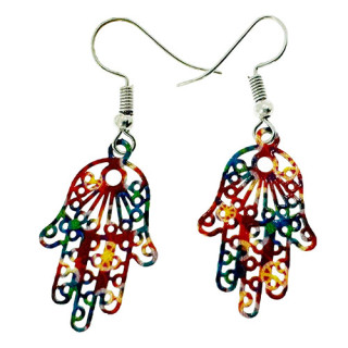 Earrings hand of fatima, mixed colours