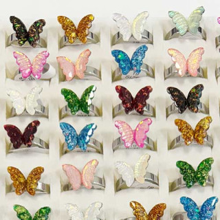 Stainless steel ring Butterfly, Silver-mixed