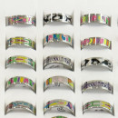 Enamelled stainless steel ring, 6mm, Silver-mixed