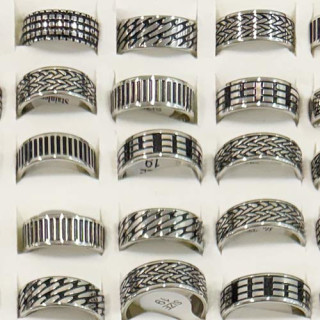 Stainless steel ring set, 8mm, Silver-Black