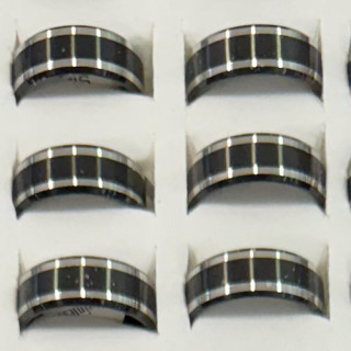 Edelstahlring, 8mm, Silber-Schwarz