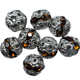 100 jewelry beads, 8mm, Silver-Coffee