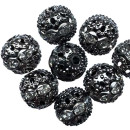 50 jewelry beads, 10mm, Anthracite-Clear