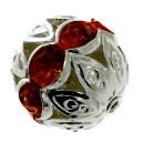 50 jewelry beads, 10mm, Light silver-Red
