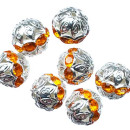 50 jewelry beads, 10mm, Light silver-Orange