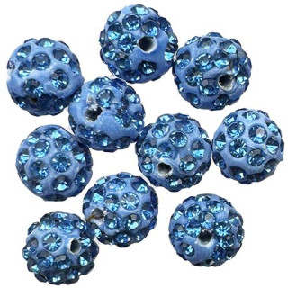 100 Beads with stones, 10mm, Blue