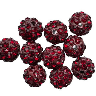 100 Beads with stones, 10mm, Dark red
