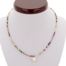 Fine natural stone necklace Tourmaline-Freshwater pearl...