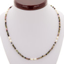Fine natural stone necklace Tourmaline-Freshwater pearl...
