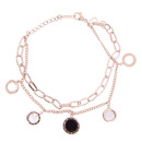 Stainless steel bracelet with shell, 2lines, rosegold