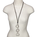 Lange Modekette Herzen, 74cm, Anthrazit