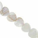 Strang Perlmutt Herz, Creme, 18mm