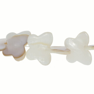Strang Perlmutt, Creme, Schmetterling, 24x19mm