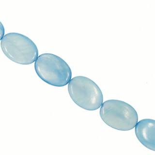 Strang Perlmutt, Blau, Oval, 18x13mm