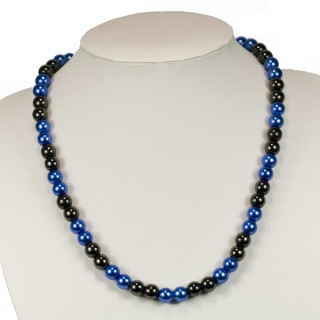 Blue magnetic pearl necklace