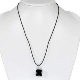 Necklace rubber with natural stone pendant black agate