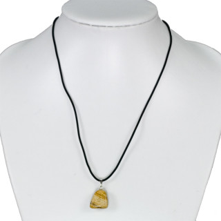 Necklace rubber with natural stone pendant picture jasper