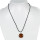 Necklace rubber with natural stone pendant Coin, gold sandstone