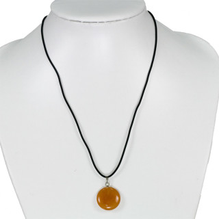 Necklace rubber with natural stone pendant Coin, red aventurine