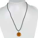 Necklace rubber with natural stone pendant Coin, red...