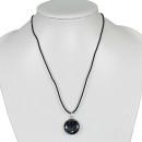 Necklace rubber with natural stone pendant Coin,...